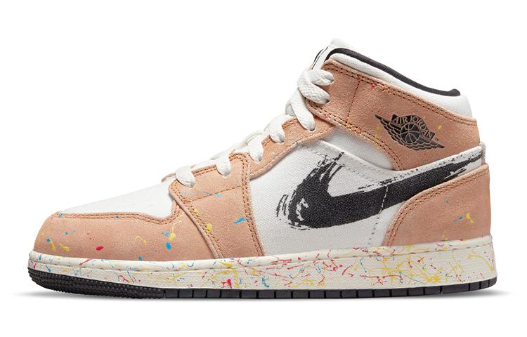 

Кеды унисекс Jordan Air Jordan 1 Mid SE Splatter GS белые 38.5 EU, Белый, Air Jordan 1 Mid SE Splatter GS