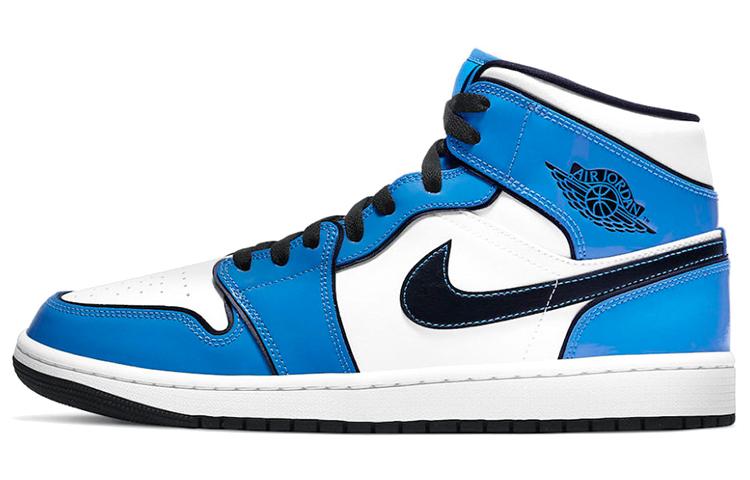 

Кеды унисекс Jordan Air Jordan 1 mid se signal blue синие 42.5 EU, Синий, Air Jordan 1 mid se signal blue