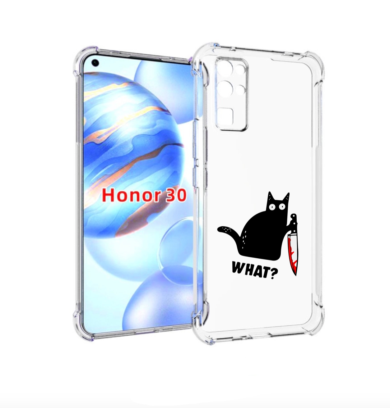 

Чехол бампер MyPads котик-убийца для Honor 30 (BMH-AN10) противо, Прозрачный, Tocco