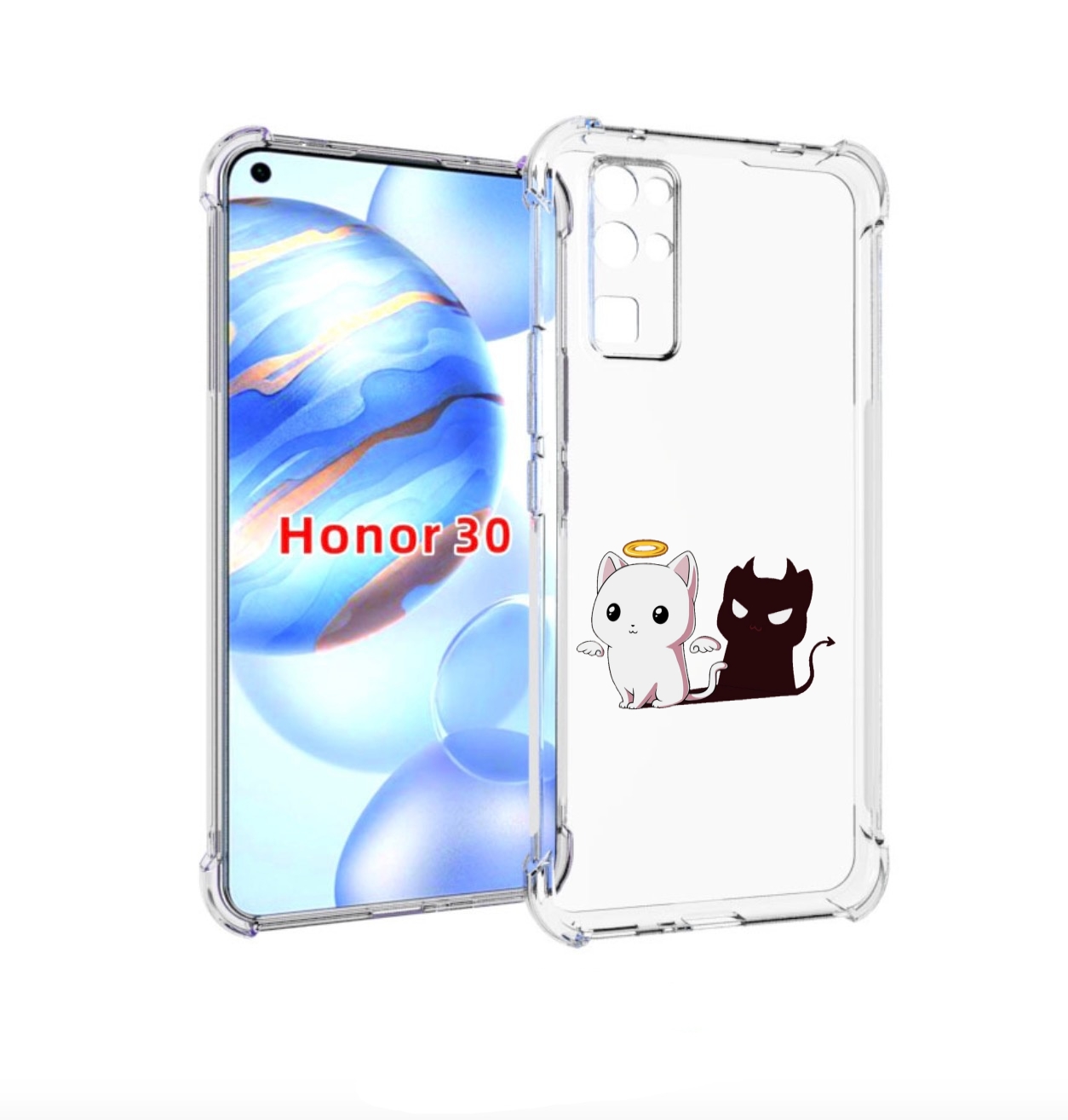 

Чехол бампер MyPads котик-с-злой-тенью для Honor 30 (BMH-AN10) п, Прозрачный, Tocco