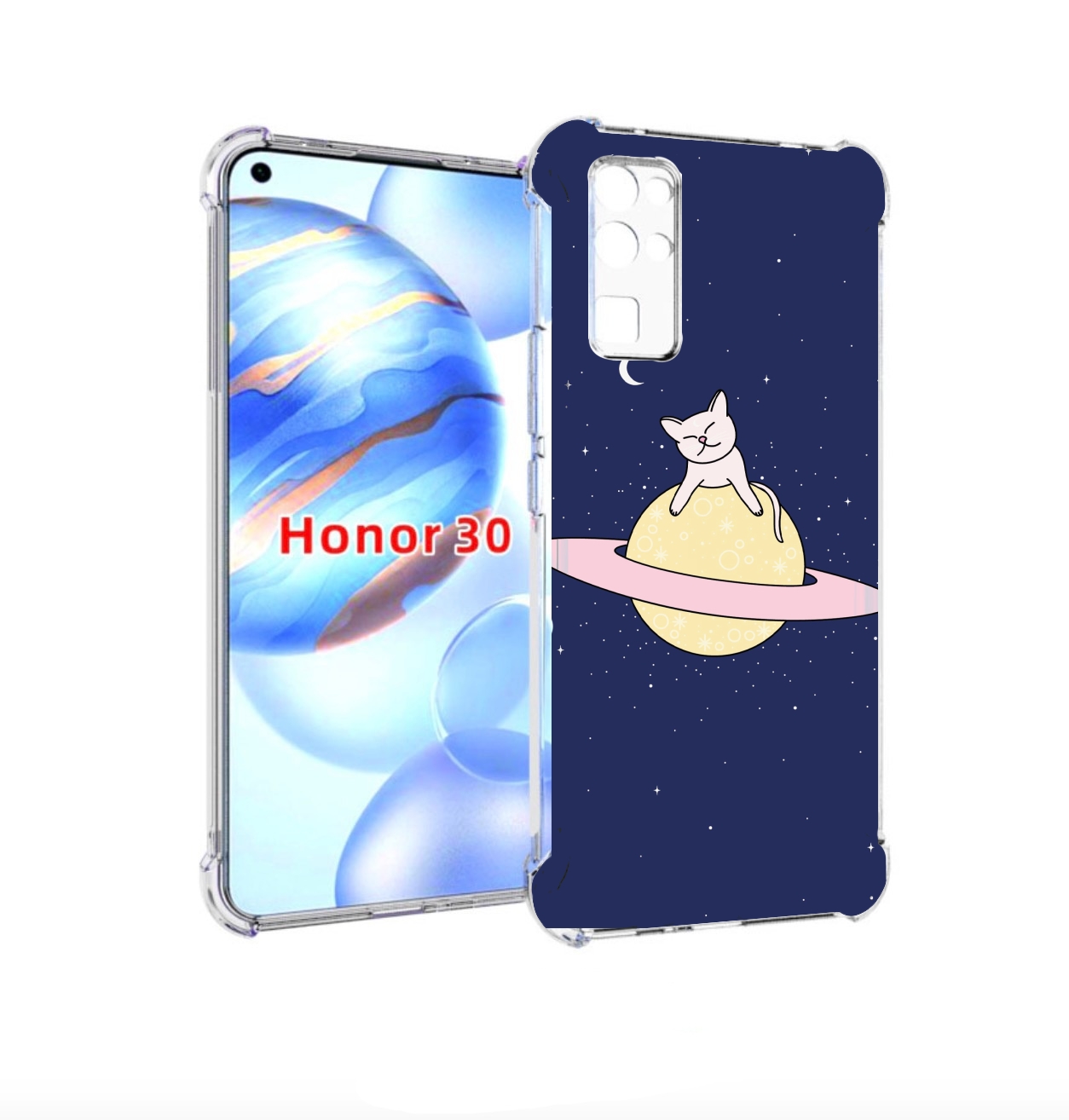 

Чехол бампер MyPads котик на планете для Honor 30 (BMH-AN10) про, Прозрачный, Tocco