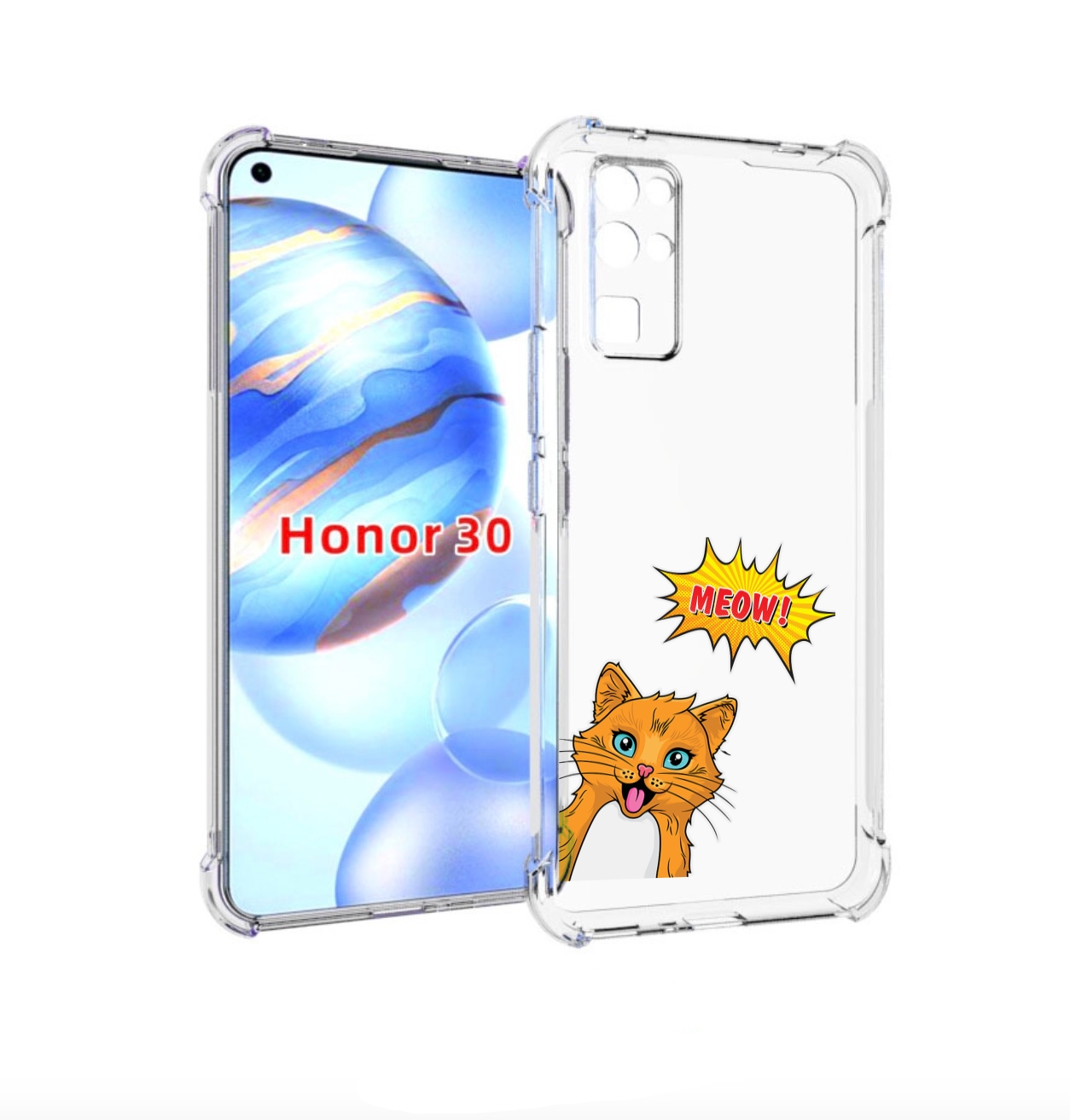 

Чехол бампер MyPads кот-мяу детский для Honor 30 (BMH-AN10) прот, Прозрачный, Tocco