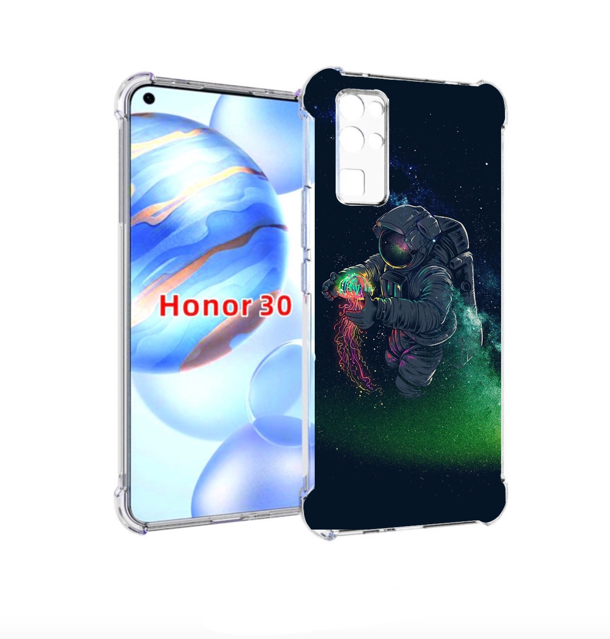 

Чехол бампер MyPads космонавт-с-оружием-арты для Honor 30 (BMH-A, Прозрачный, Tocco
