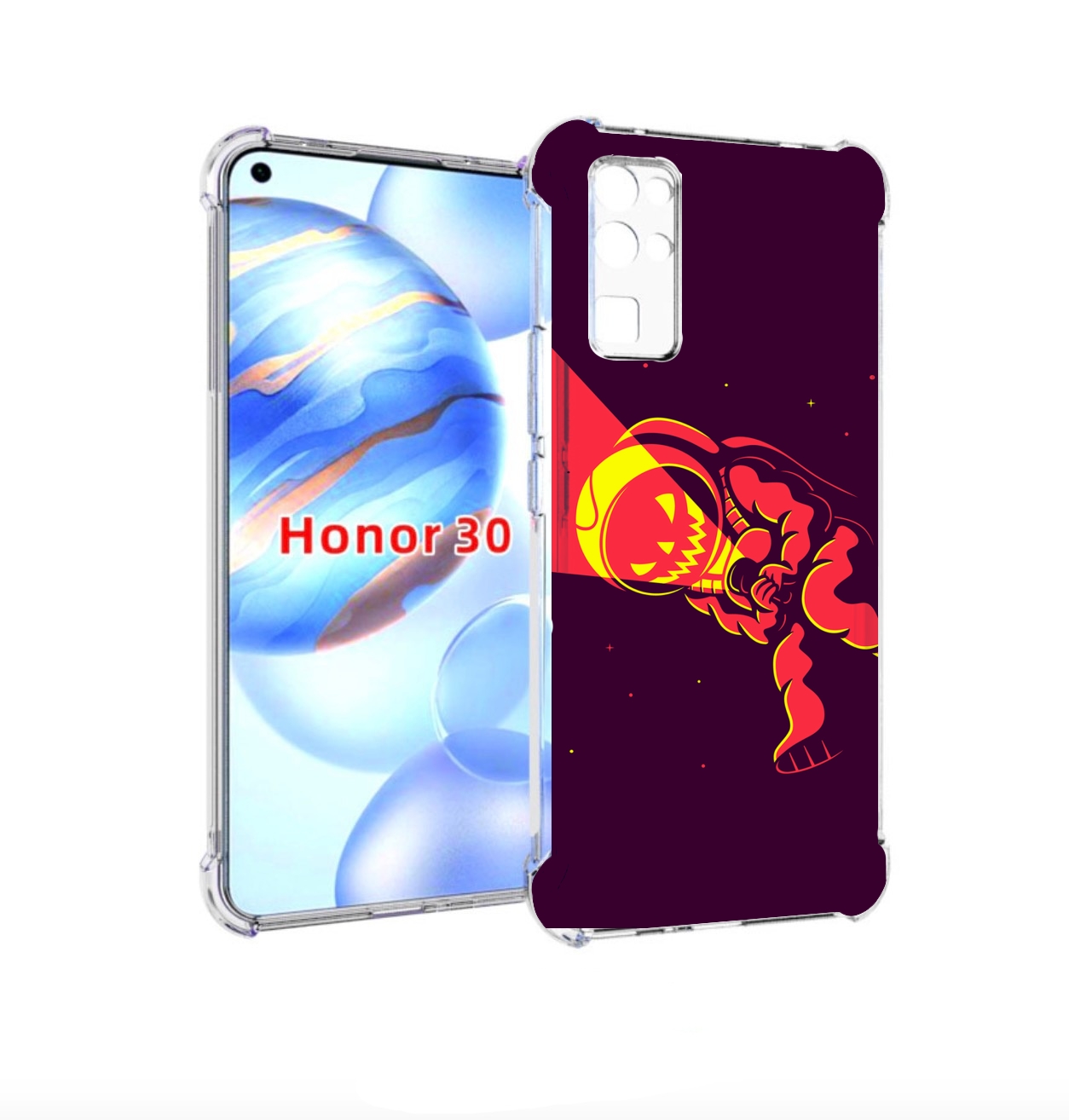 

Чехол бампер MyPads космонавт-в-хеллуин для Honor 30 (BMH-AN10), Прозрачный, Tocco