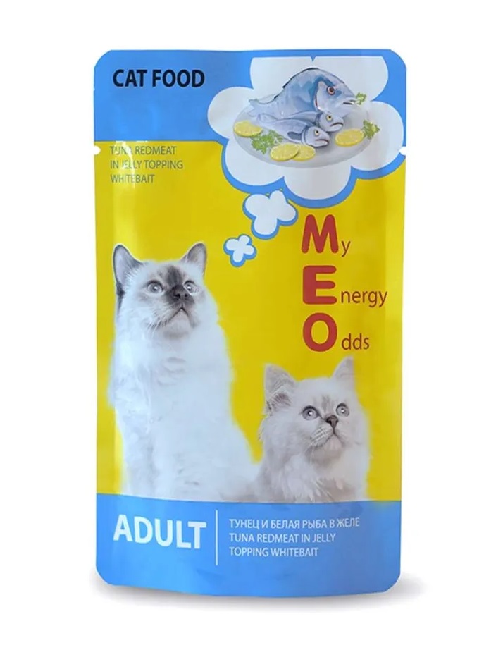 Влажный корм для кошек Ме-О Adult, №10, Тунец и Белая рыба в желе, 15 шт по 80 г