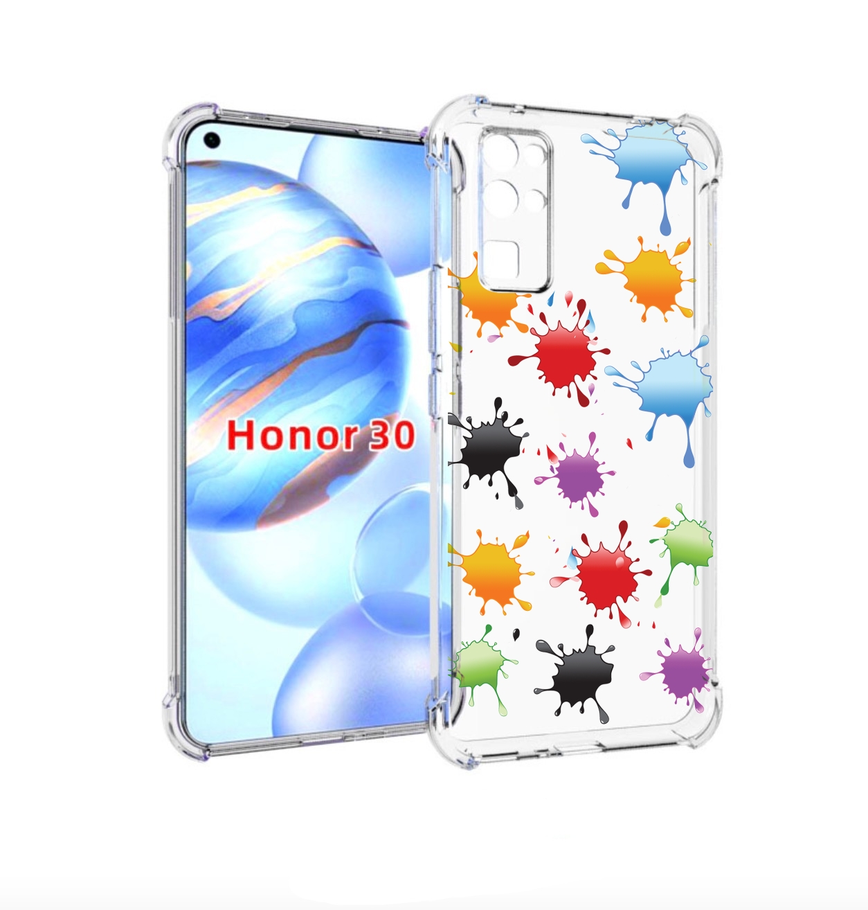 

Чехол бампер MyPads кляксы для Honor 30 (BMH-AN10) противоударный, Прозрачный, Tocco