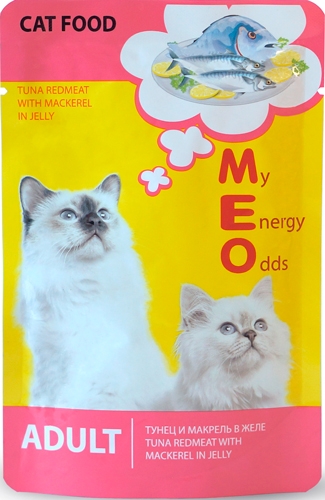 Влажный корм для кошек Ме-О Adult, №4, Тунец и Макрель в желе, 12 шт по 80 г