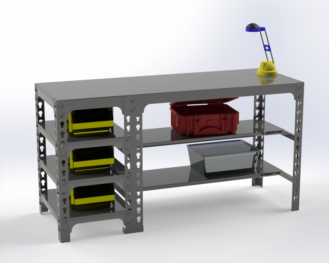 

Стол металлический Metalex 750х1600х500 с боковыми полками (серый)