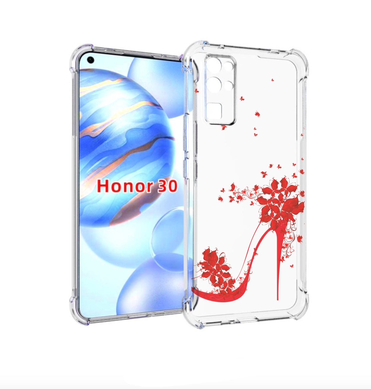 

Чехол бампер MyPads каблук-в-цветах для Honor 30 (BMH-AN10) прот, Прозрачный, Tocco