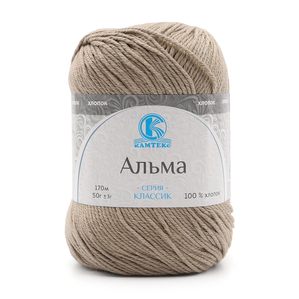 

Пряжа Камтекс Альма 50гр. 170м. 100% хлопок 065 бронза, Серый, 558710