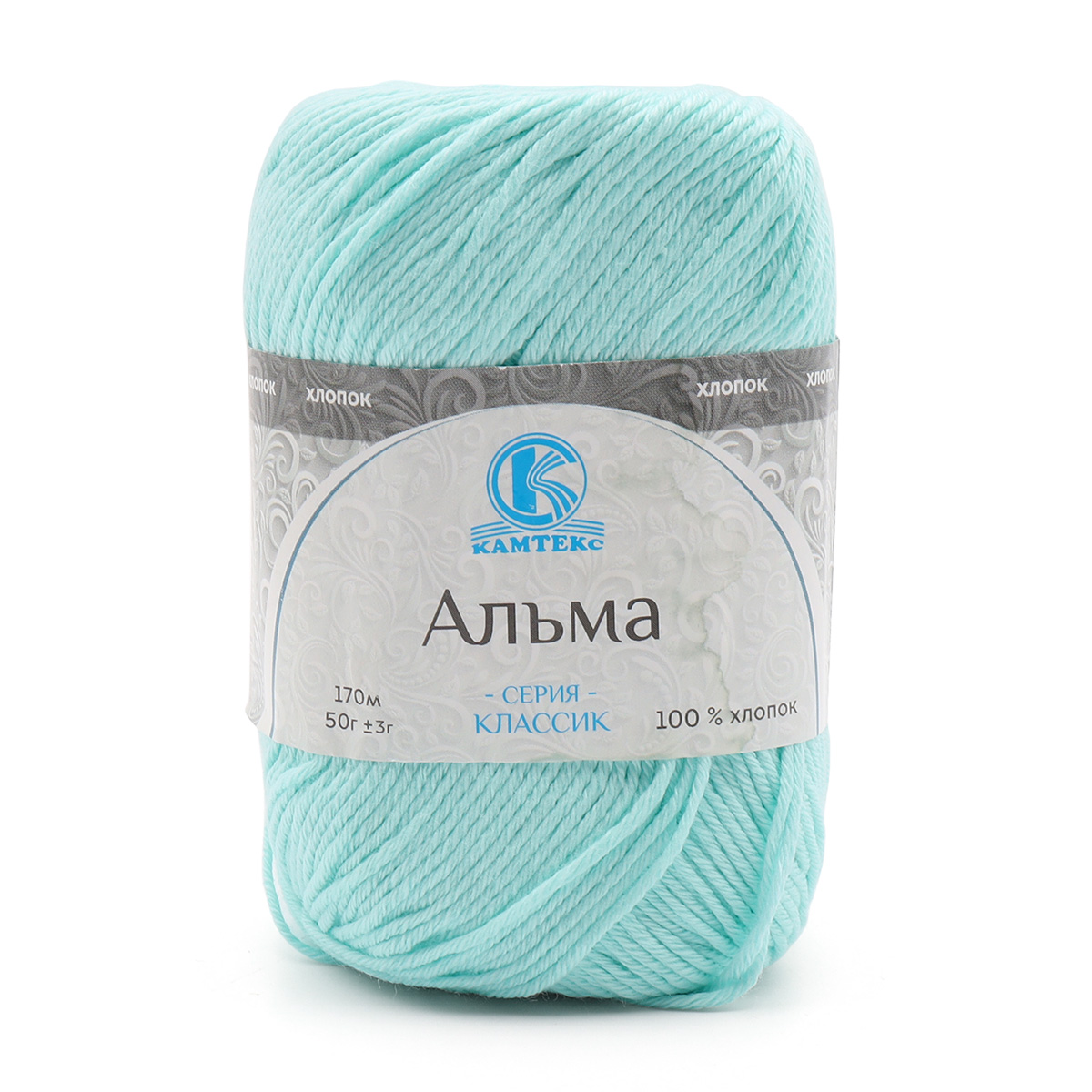 

Пряжа Камтекс Альма 50гр. 170м. 100% хлопок 073 лед, Голубой, 558710