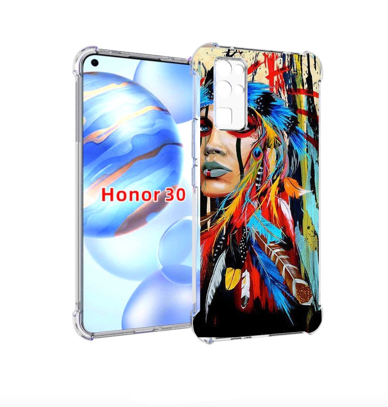 

Чехол бампер MyPads индеец расписной для Honor 30 (BMH-AN10) про, Прозрачный, Tocco