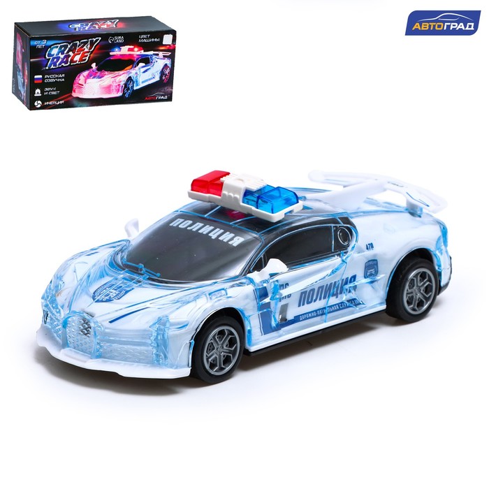 

Машина инерционная «Crazy race, полиция», русская озвучка, свет, цвет белый