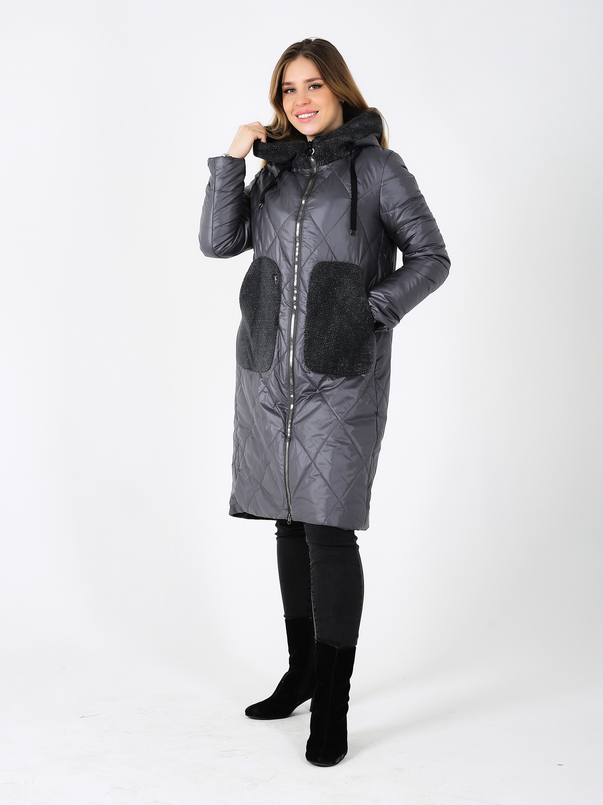 

Пальто женское Louren Wilton 91056 серое 54 RU, Серый, 91056