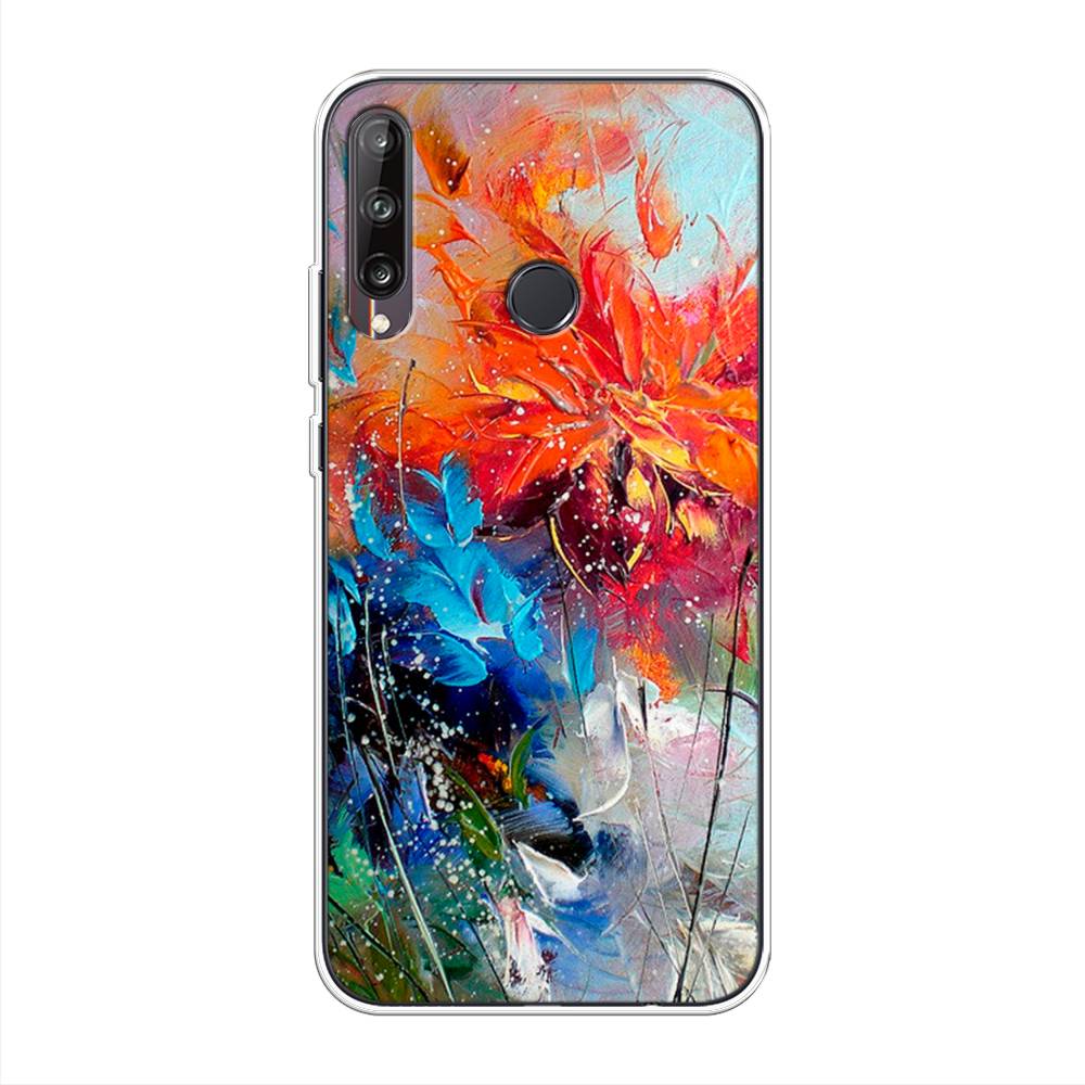 

Чехол на Huawei Y7p "Абстрактные цветы", Оранжевый;синий, 6103350-4