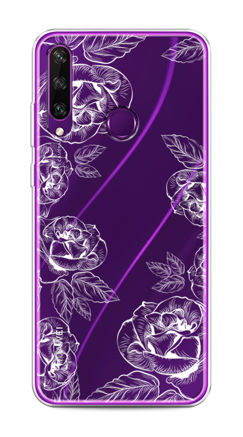 

Чехол на Huawei Y6p "Розы графика", Черный;серый, 6103250-2