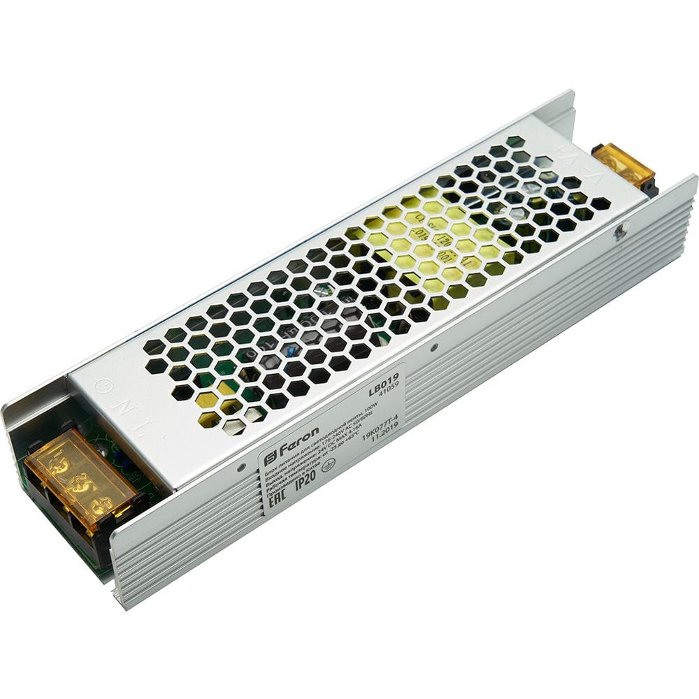 Электронный трансформатор для светодиодной ленты FERON LB019 100W, 24V 41059 трансформатор для светодиодной ленты feron