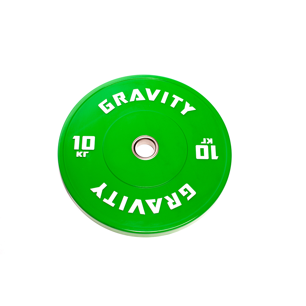 Бамперный каучуковый диск Gravity, зеленый, белый лого, 5 кг