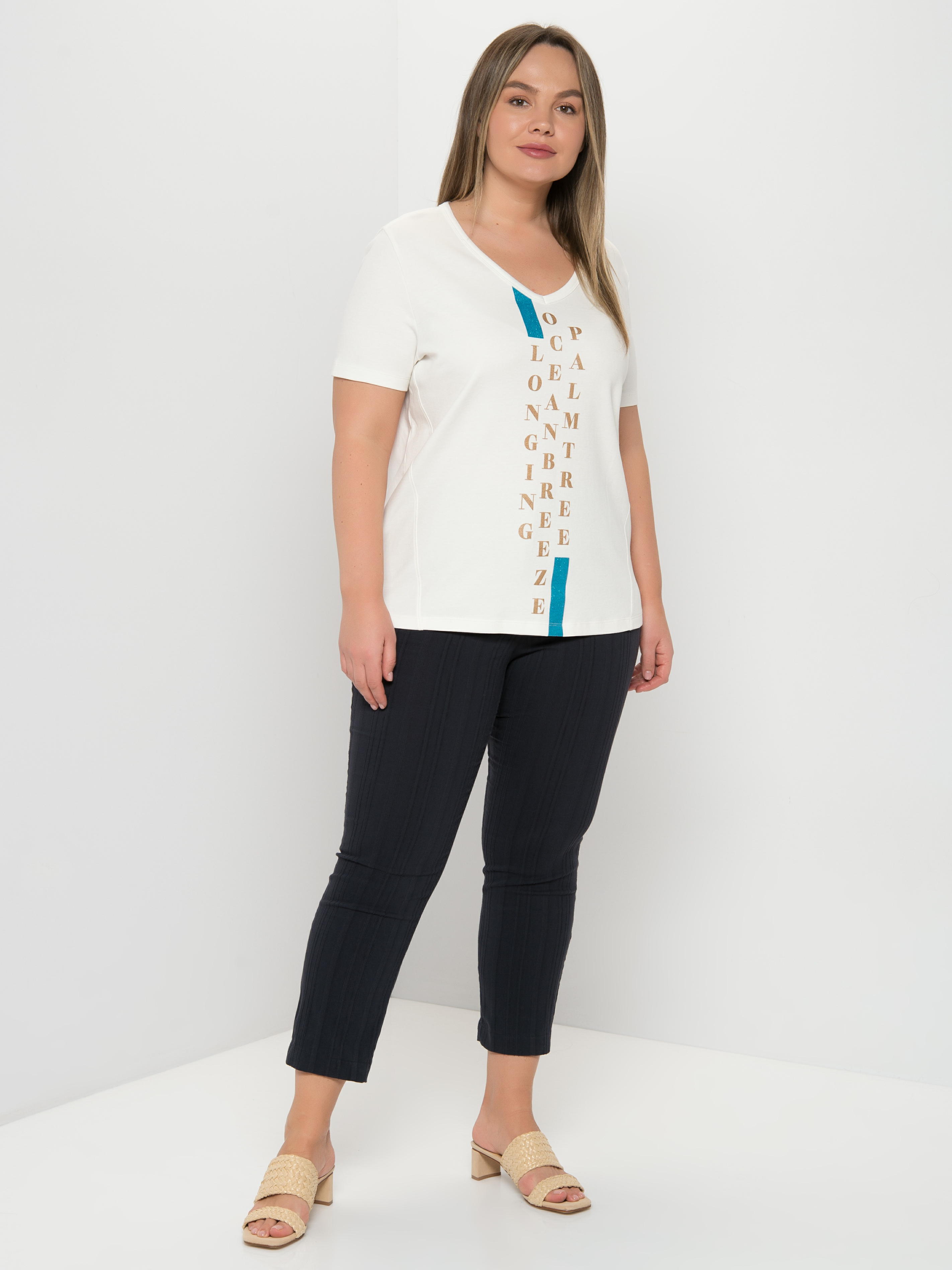 

Футболка женская SAMOON by GERRY WEBER 871040-26206-9702 белая 46, 871040-26206-9702