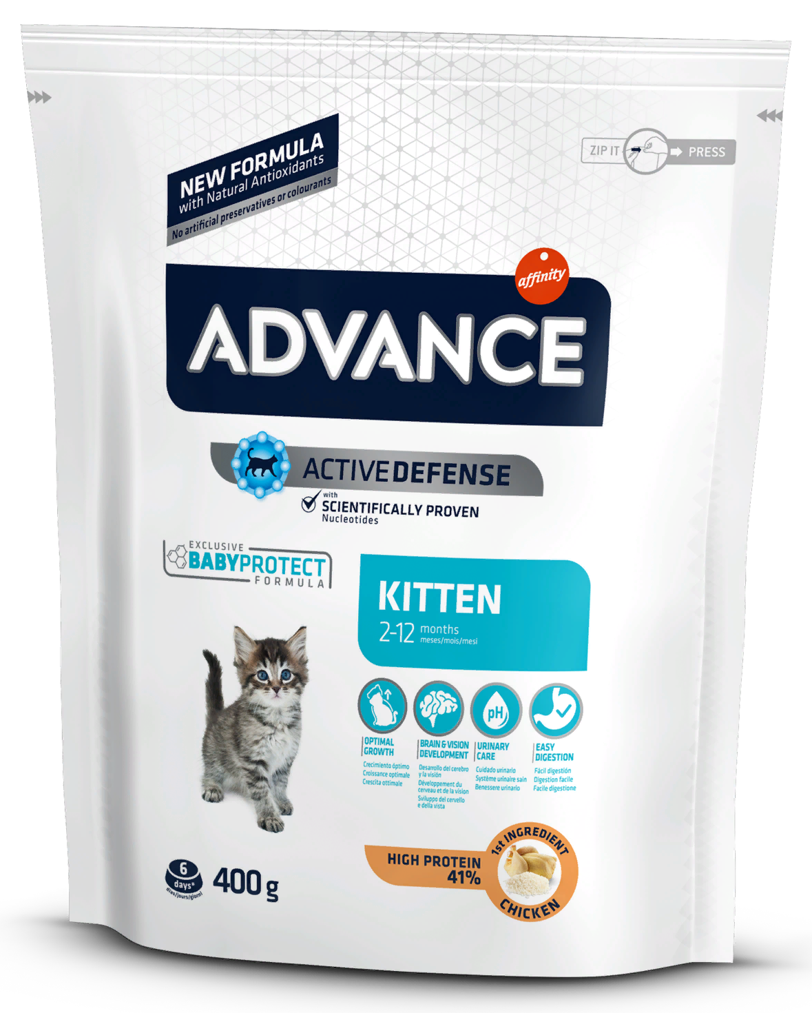 Сухой корм для котят Advance Baby Protect Kitten, c 2 до 12 месяцев, курица, 0,4кг