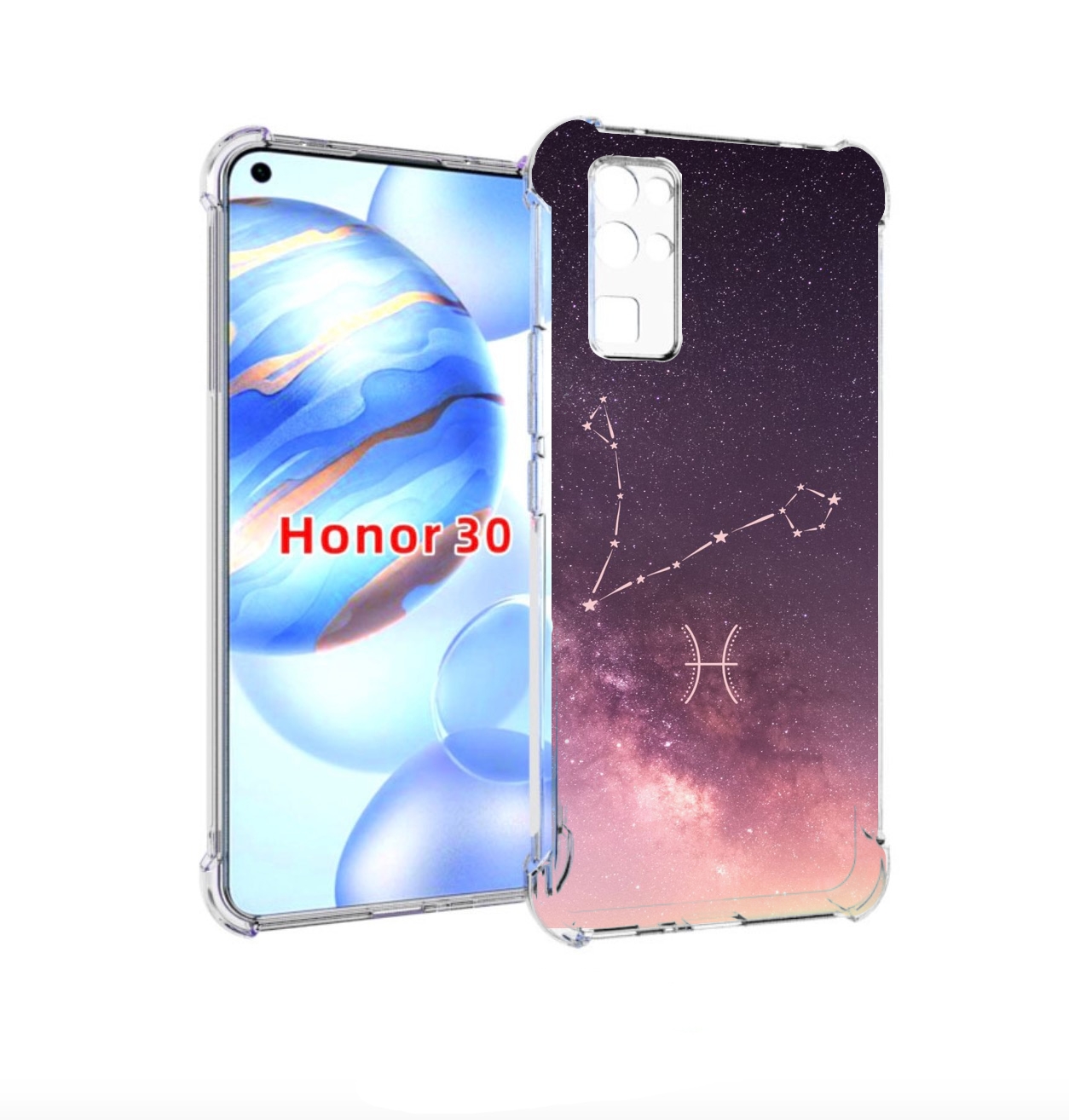 

Чехол бампер MyPads знак зодиака рыбы 5 для Honor 30 (BMH-AN10), Прозрачный, Tocco