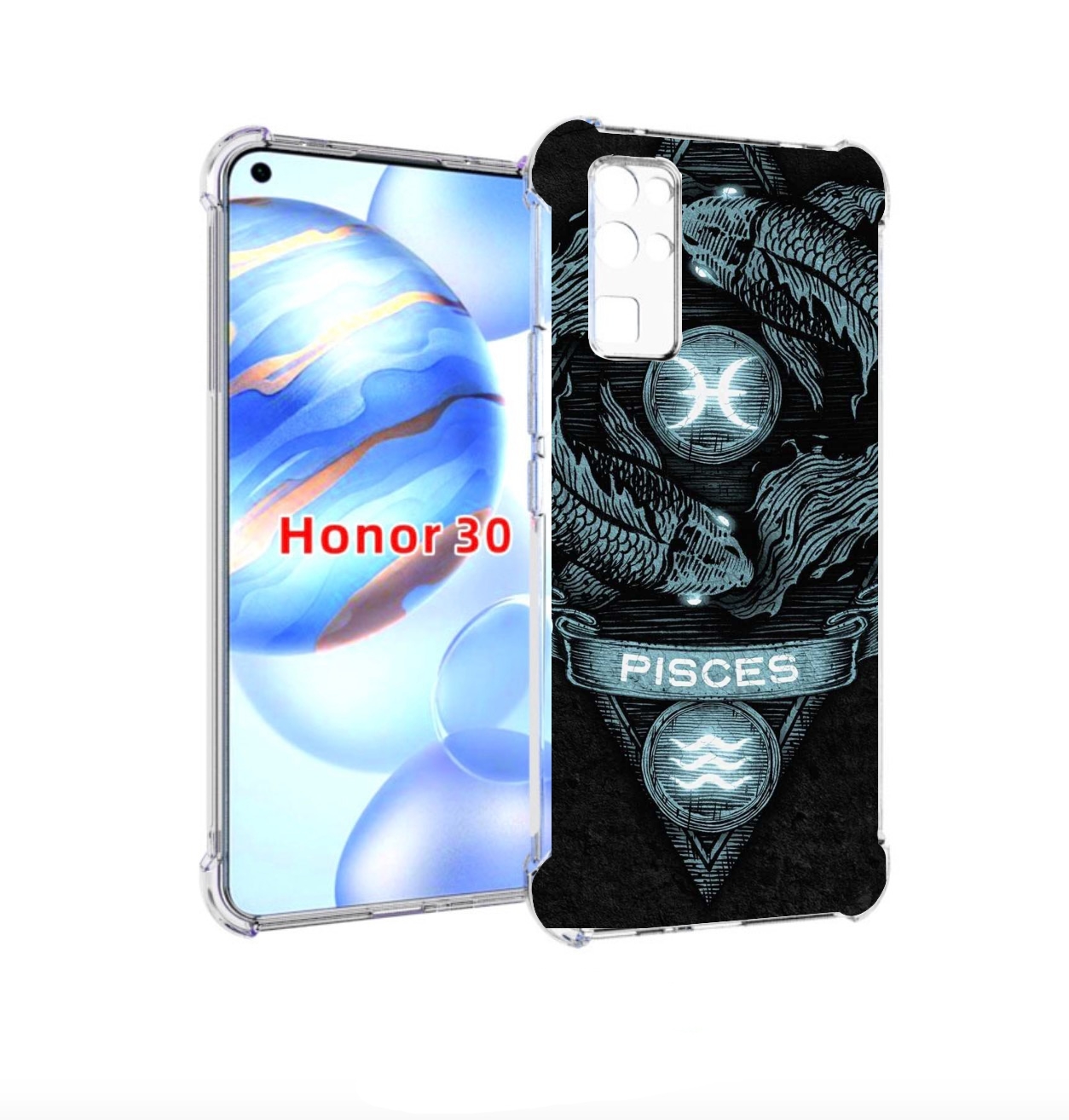 

Чехол бампер MyPads знак зодиака рыбы 4 для Honor 30 (BMH-AN10), Прозрачный, Tocco