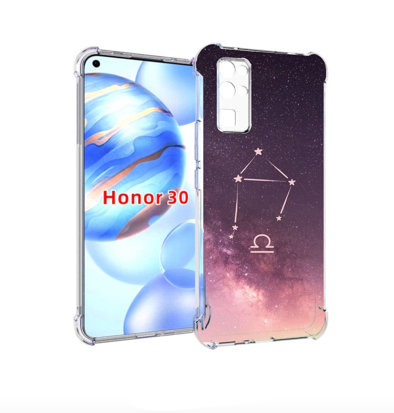 

Чехол бампер MyPads знак зодиака весы 4 для Honor 30 (BMH-AN10), Прозрачный, Tocco