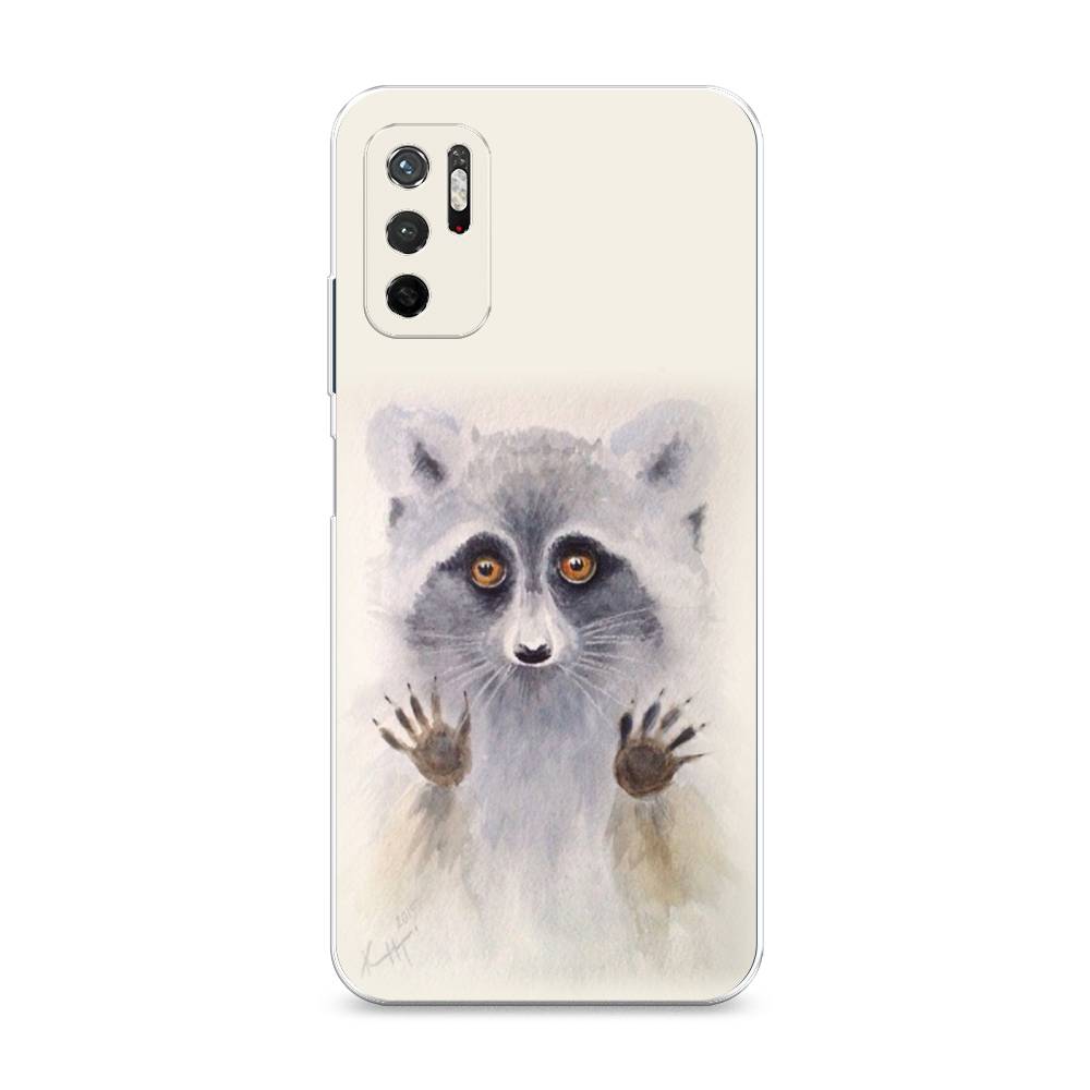 

Чехол на Xiaomi Redmi Note 11SE "Енот за стеклом", Бежевый;серый, 315950-4