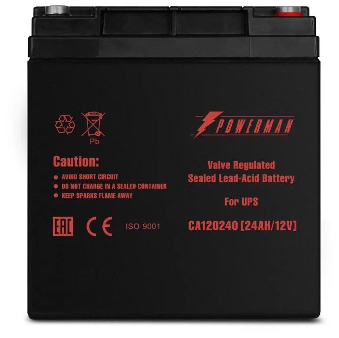Батарея для ИБП PowerMan Battery CA12240, 12В, 24Ач, макс. ток разряда 360А, макс. ток за