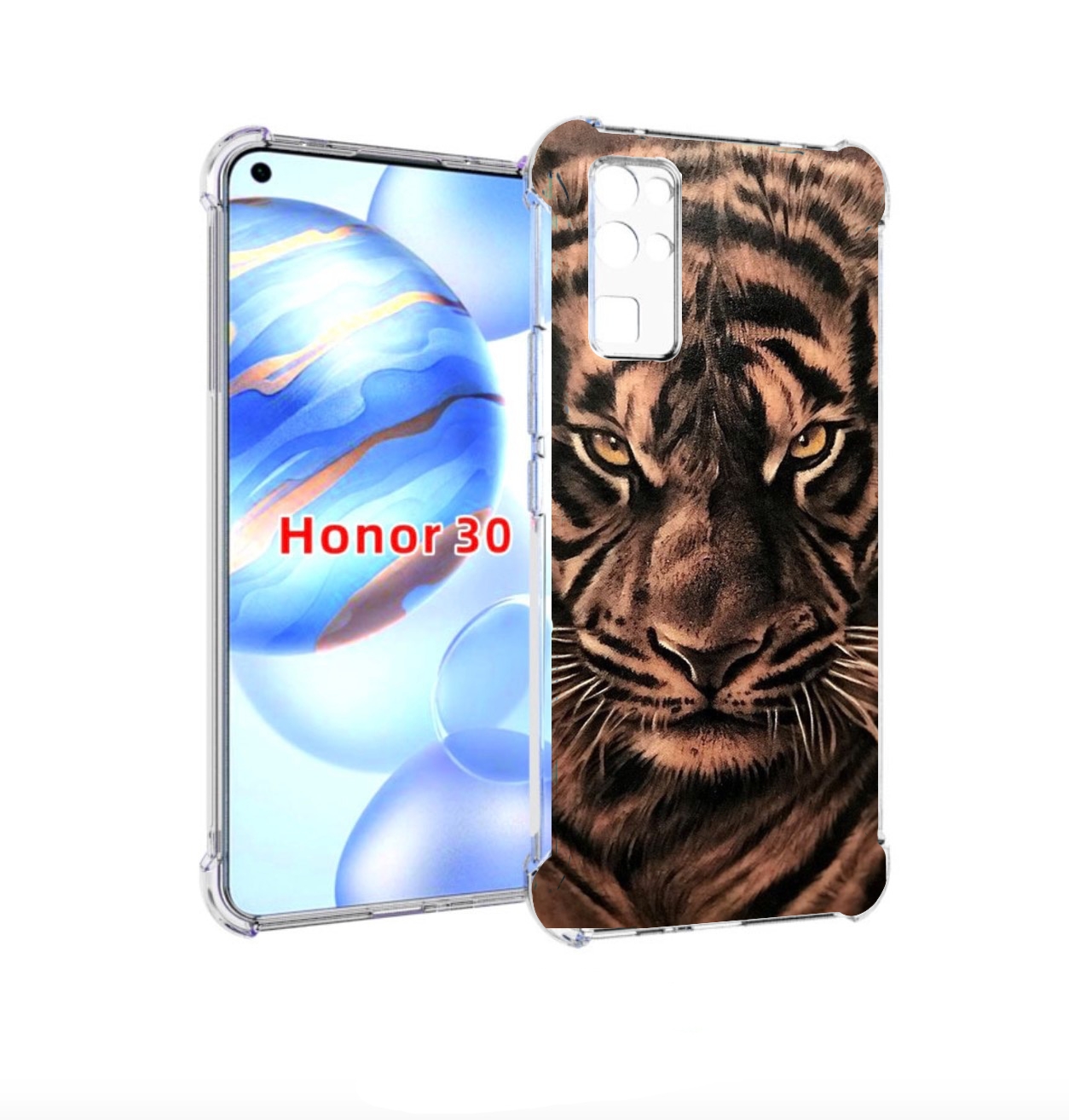 

Чехол бампер MyPads злой-большой-тигр для Honor 30 (BMH-AN10) пр, Прозрачный, Tocco
