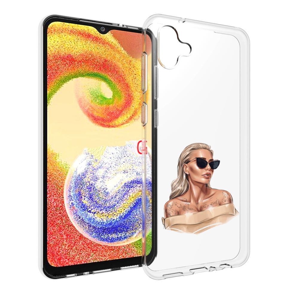 Чехол MyPads блондинка-в-очках женский для Samsung Galaxy A04