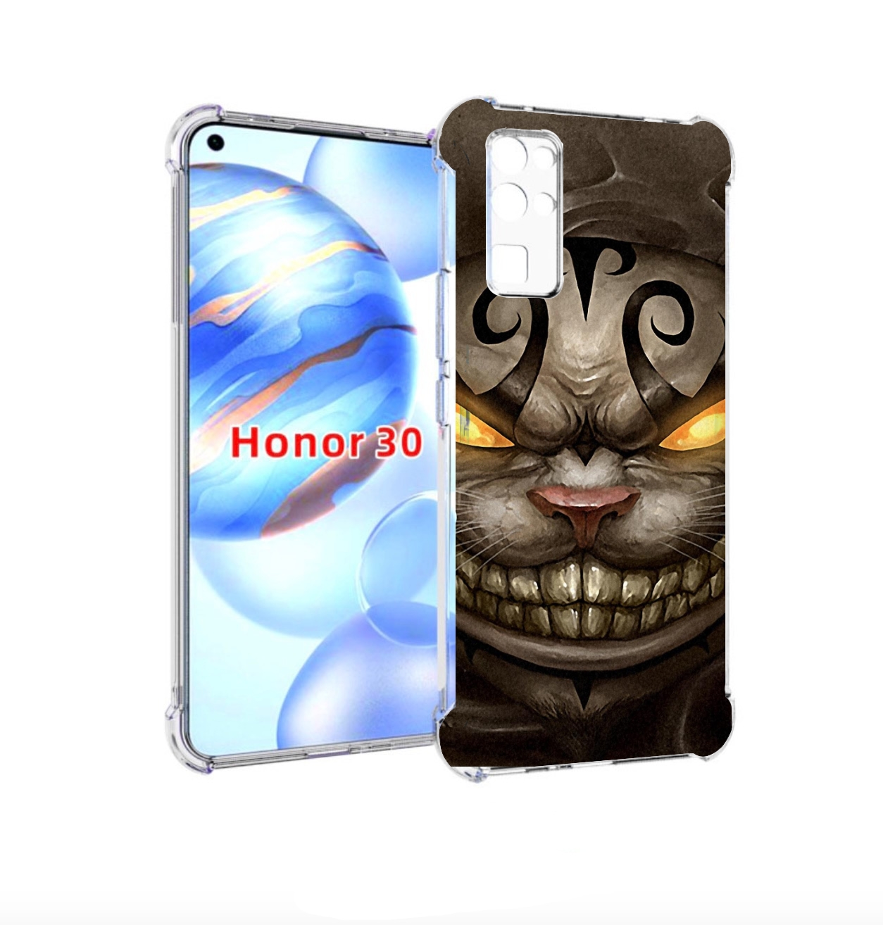 

Чехол бампер MyPads злой котик с желтыми глазами для Honor 30 (B, Прозрачный, Tocco