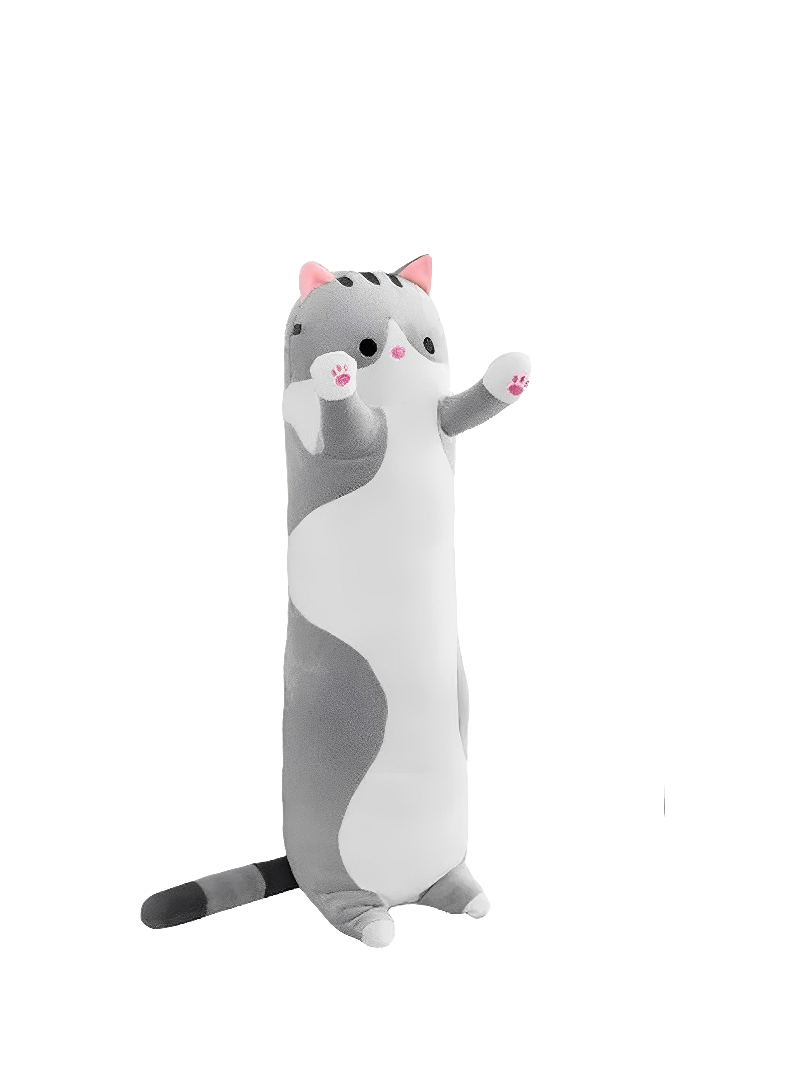 фото Мягкая игрушка market toys lab антистресс кот-батон-багет, 110 см, серый