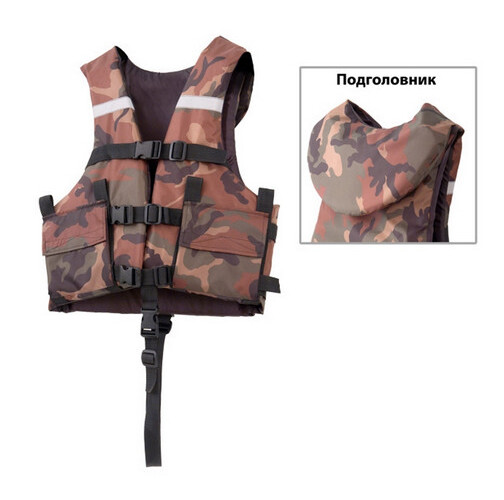 

Tagrider Жилет водно-страховочный с подголовником и карманами TAGRIDER КМФЗ (Разм.56)