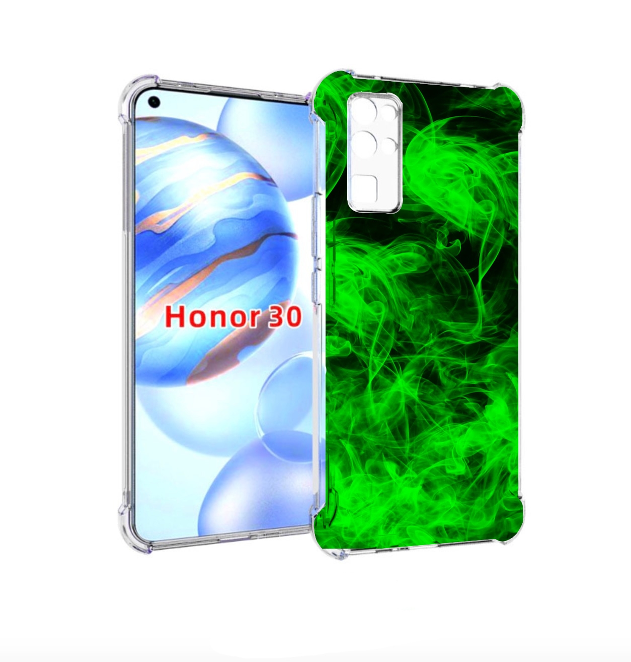

Чехол бампер MyPads зеленый-дымок для Honor 30 (BMH-AN10) против, Прозрачный, Tocco