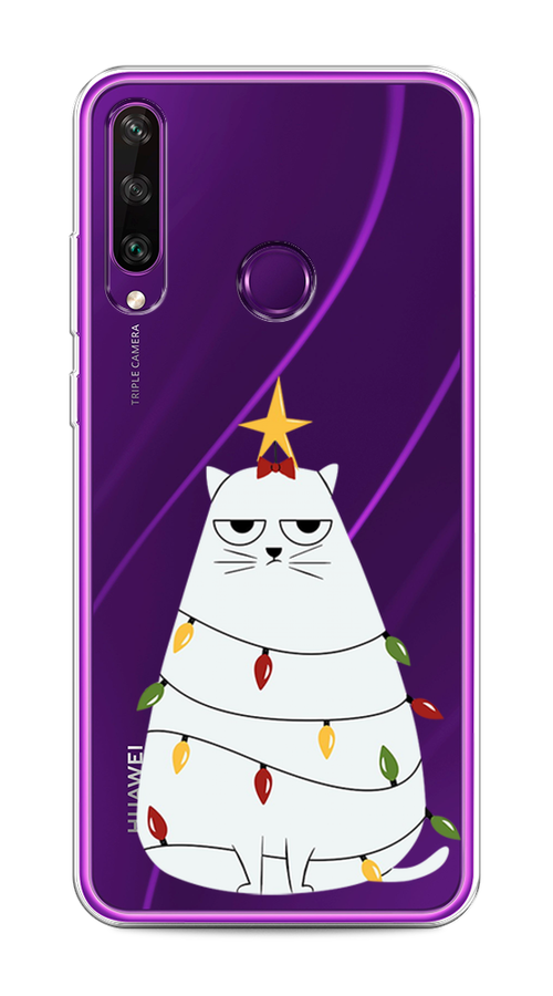 

Чехол на Huawei Y6p "Котик в гирлянде", Белый;красный;желтый, 6103250-1