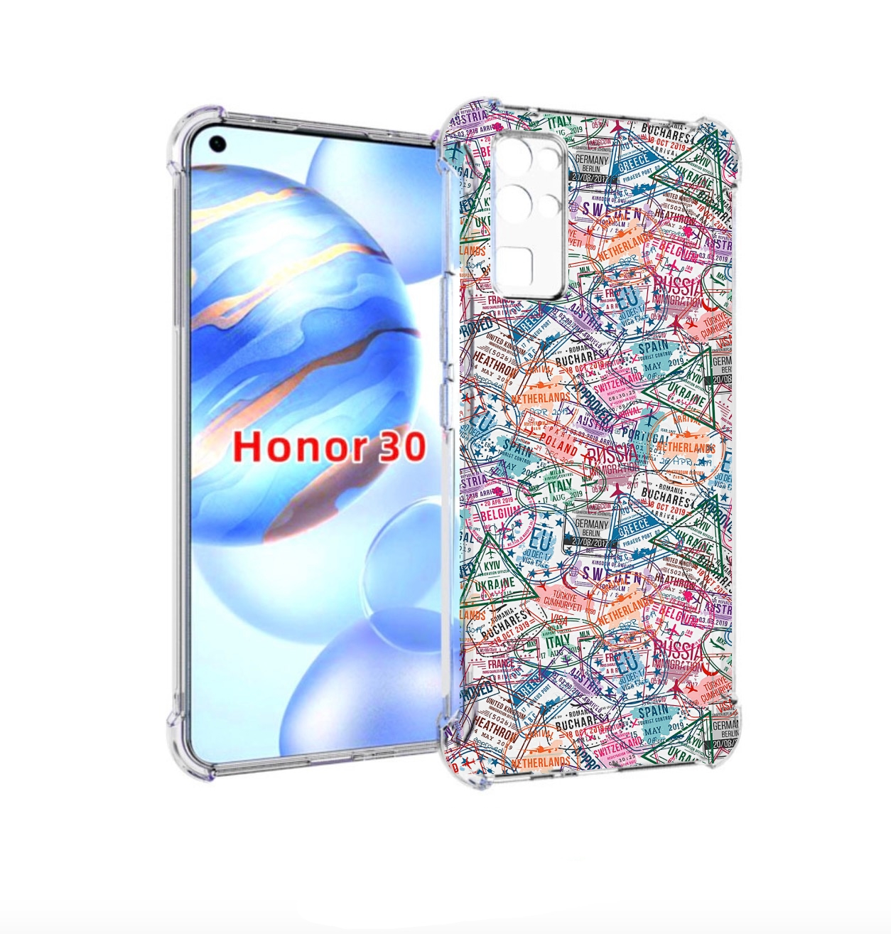 

Чехол бампер MyPads загранчехол для Honor 30 (BMH-AN10) противоу, Прозрачный, Tocco