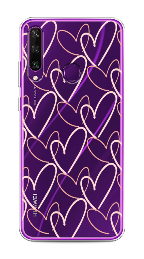 

Чехол на Huawei Y6p "Узор из сердечек", Розовый;бежевый, 6103250-6