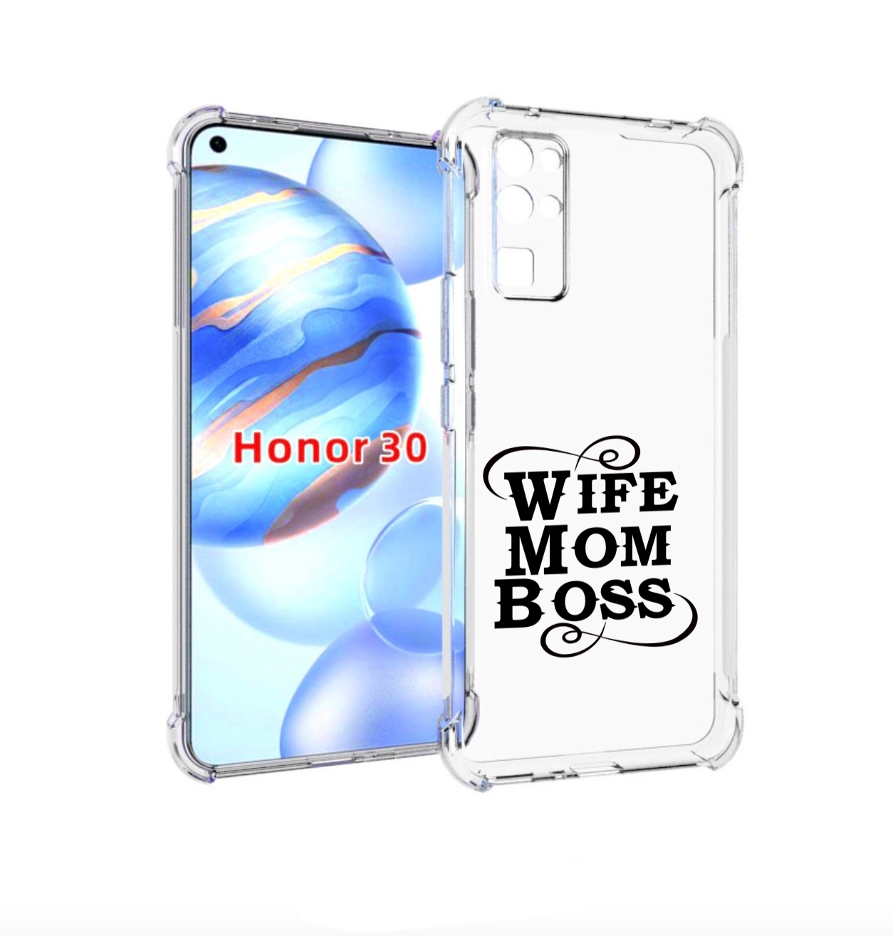 

Чехол бампер MyPads жена-мама-босс для Honor 30 (BMH-AN10) проти, Прозрачный, Tocco