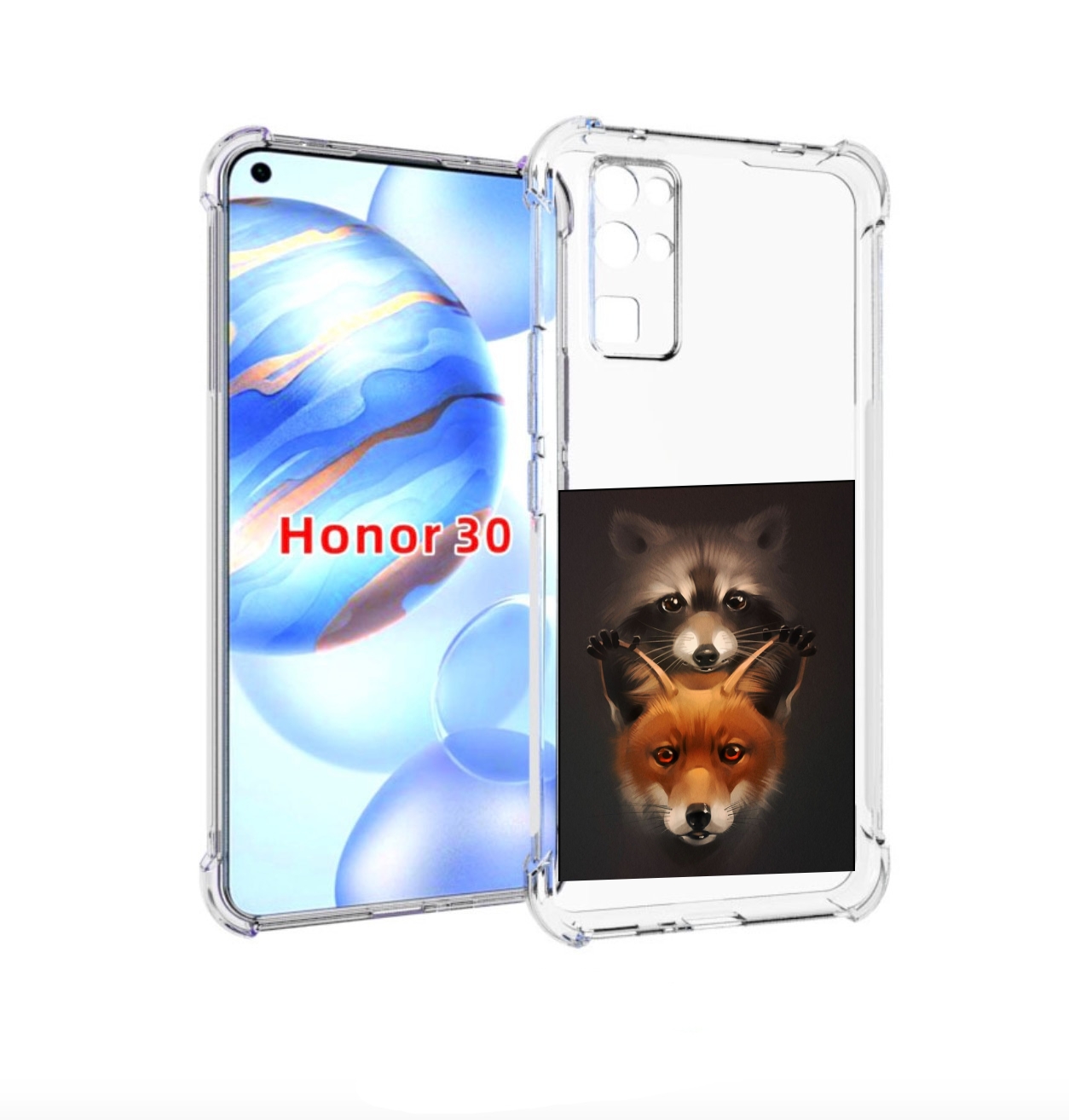 

Чехол бампер MyPads енотик-лисенок для Honor 30 (BMH-AN10) проти, Прозрачный, Tocco