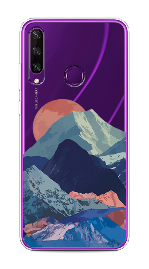 

Чехол на Huawei Y6p "Закат в снежных горах", Красный;серый;голубой, 6103250-2