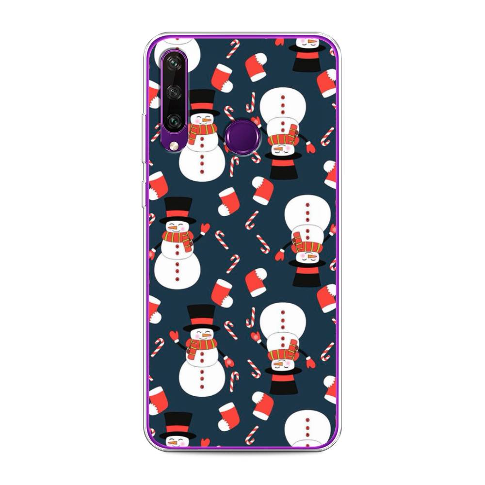 

Чехол для Huawei Y6p "Синие снеговики", Синий;белый;красный, 6103250-5