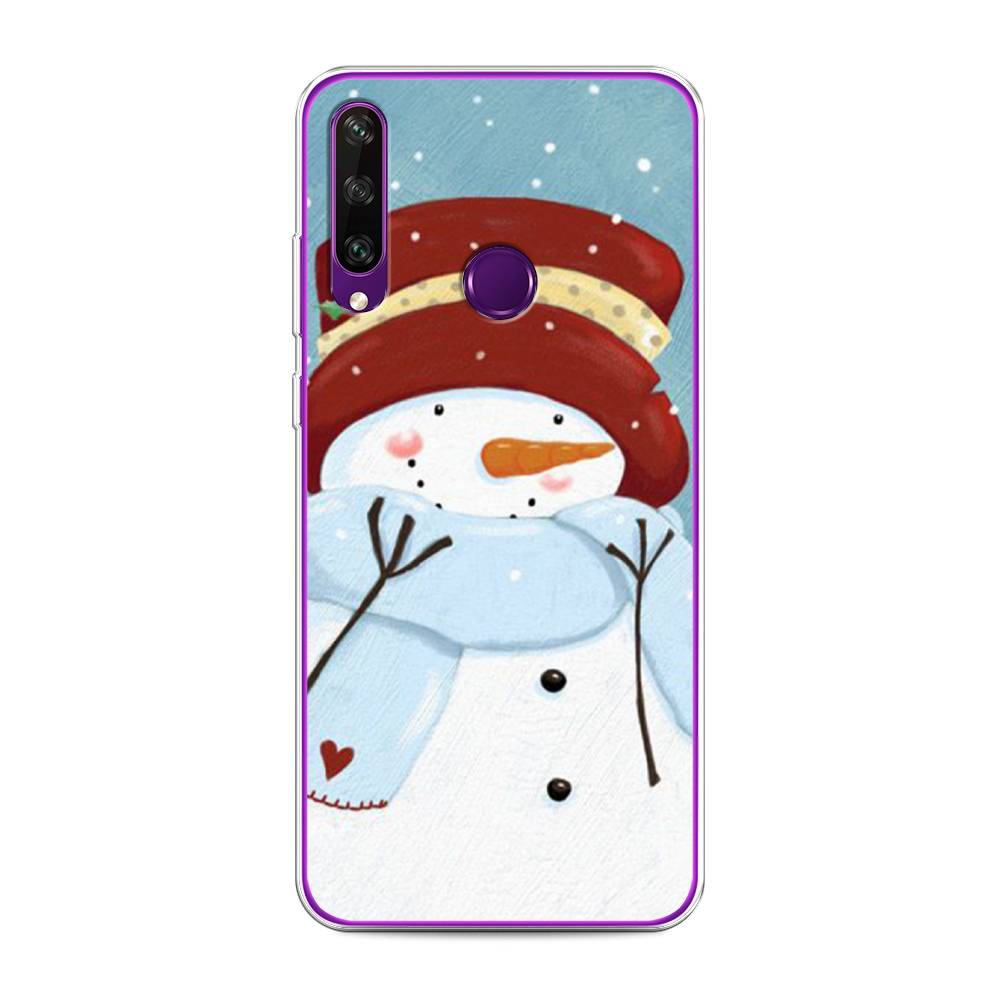 

Чехол для Huawei Y6p "Застенчивый снеговик", Голубой;белый;красный, 6103250-5