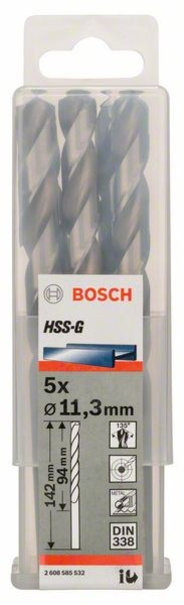 

Свёрла по металлу HSS-G, DIN 338 Bosch 2 608 585 532