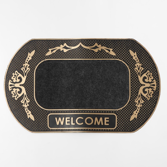 

УЦЕНКА Коврик придверный Доляна Welcome, 68,5×41,5 см, овальный, цвет МИКС