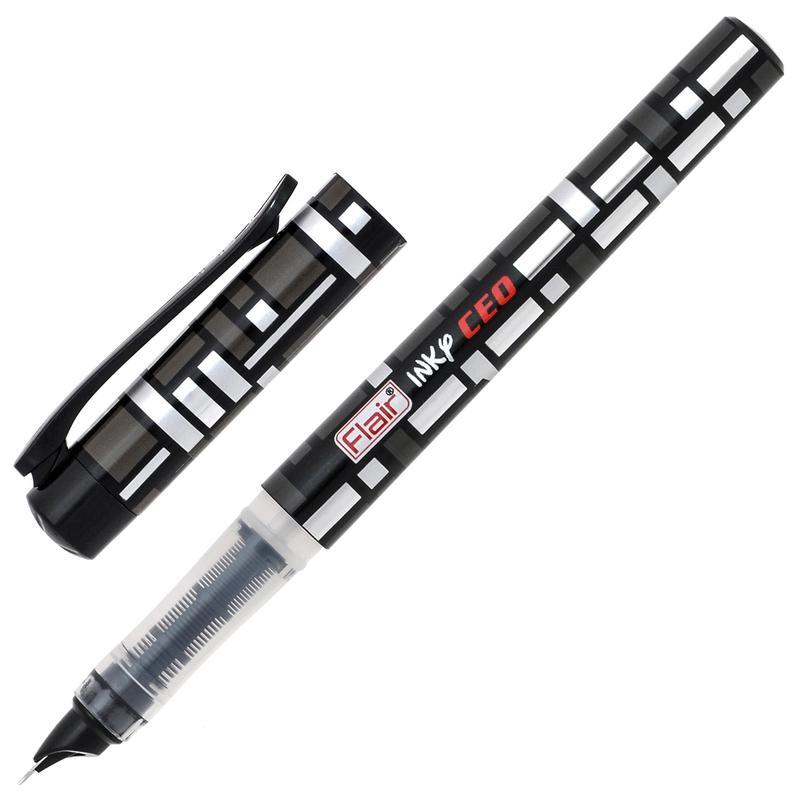 Ручка перьевая Flair Inky синяя цвет корпуса черный/серебристый два картриджа 10шт