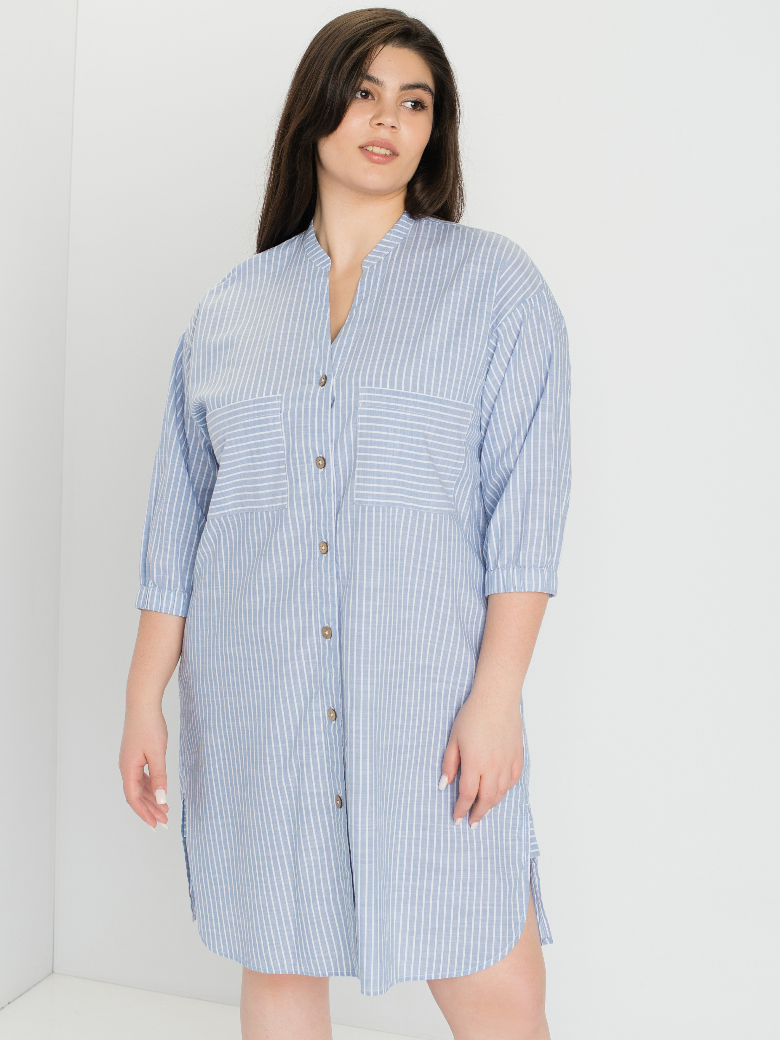 

Рубашка женская SAMOON by GERRY WEBER 860037-21210-8582 голубая 44, 860037-21210-8582