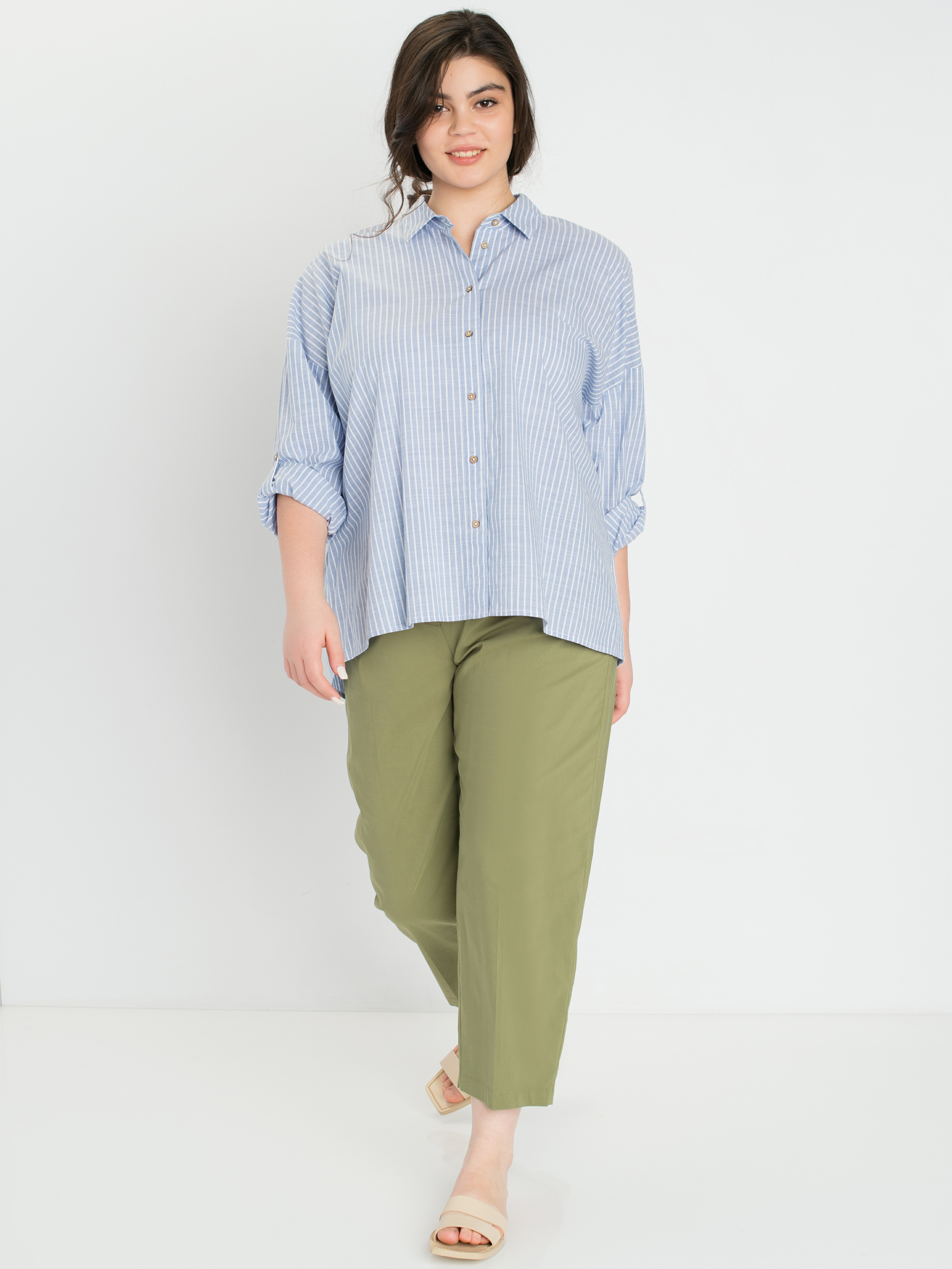 

Рубашка женская SAMOON by GERRY WEBER 860036-21210-8582 голубая 46, 860036-21210-8582