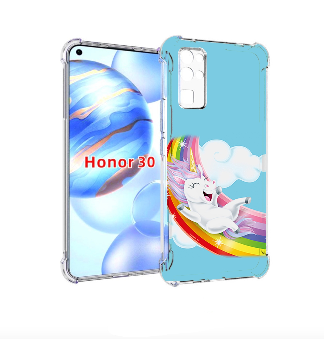 

Чехол бампер MyPads единорог-на-радуге для Honor 30 (BMH-AN10) п, Прозрачный, Tocco