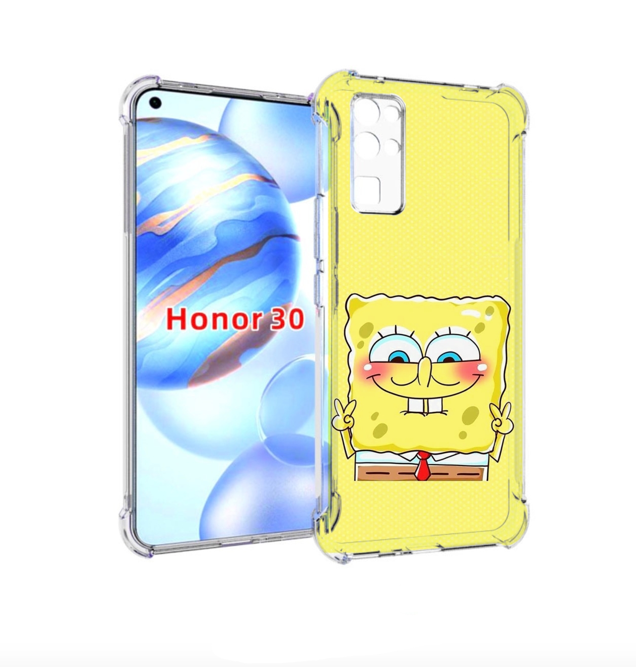

Чехол бампер MyPads довольный милый спанчбоб для Honor 30 (BMH-A, Прозрачный, Tocco